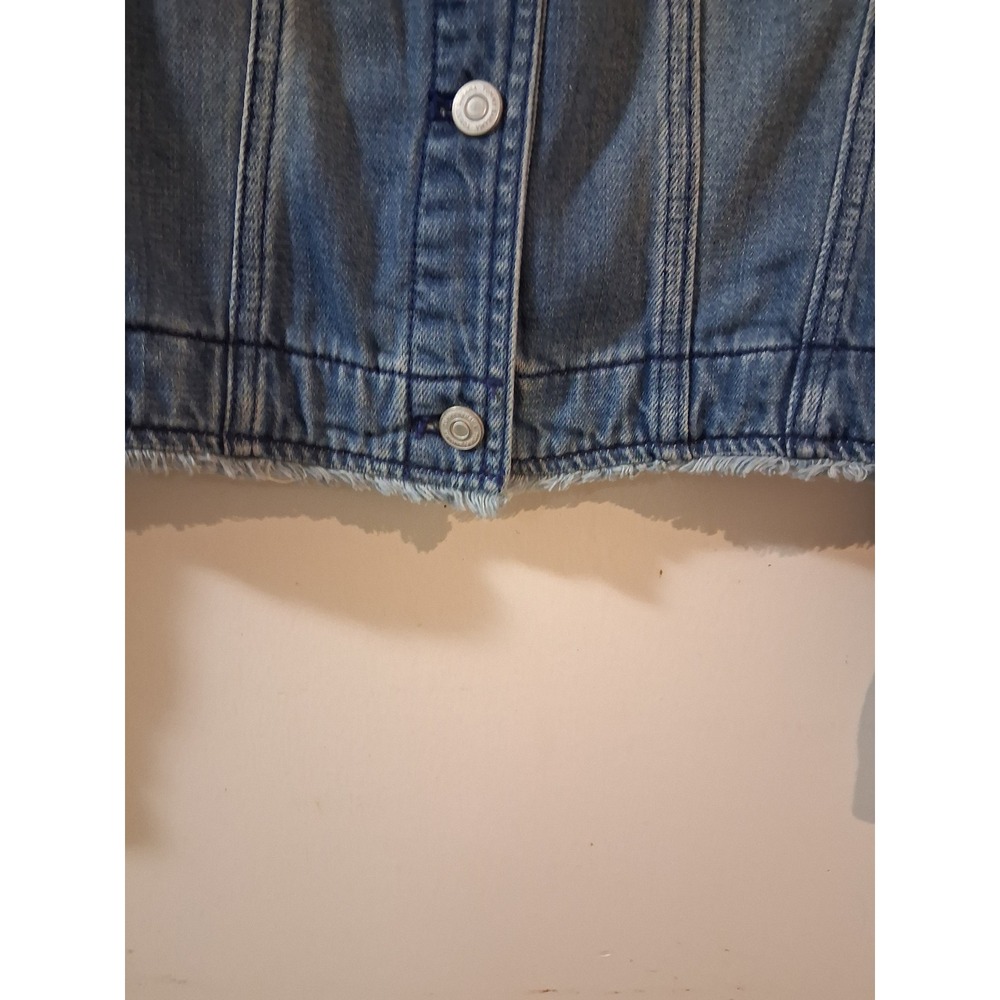 Tommy Bahama Womens Medium Wash Denim Jacket Tropical Floral Back Frayed M - Picture 5 of 13